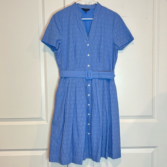 Brooks Brothers Dresses & Skirts - Brooks Brothers Blue Eyelet Button-Front Belted Dress